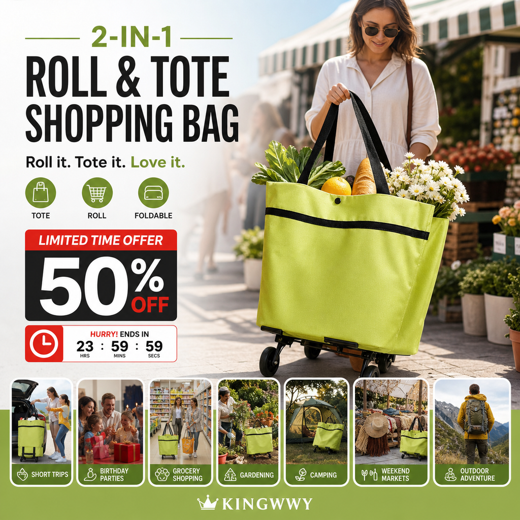 🔥 SHOPPING MADE EASY - 🛍️ Foldable 2-in-1 Shopping Bag
