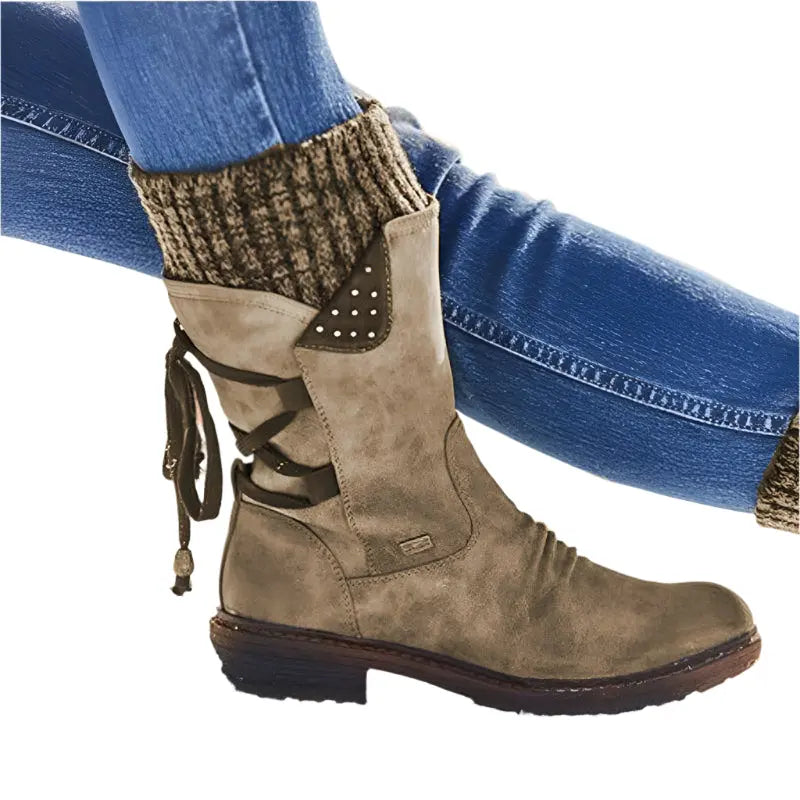 🔥 Women's Winter Low Barrel Orthotic Bow Support Wool Warm Boots