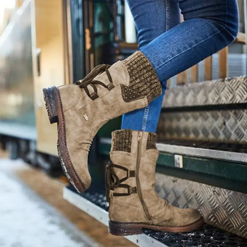 🔥 Women's Winter Low Barrel Orthotic Bow Support Wool Warm Boots