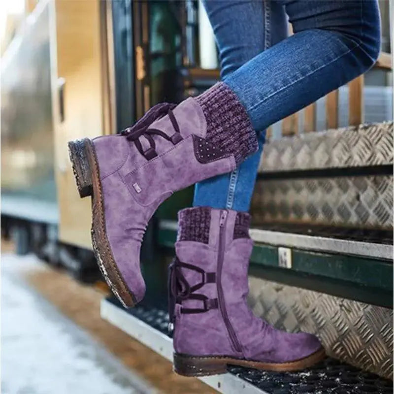 🔥 Women's Winter Low Barrel Orthotic Bow Support Wool Warm Boots