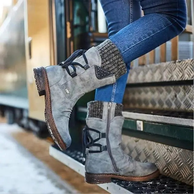 🔥 Women's Winter Low Barrel Orthotic Bow Support Wool Warm Boots