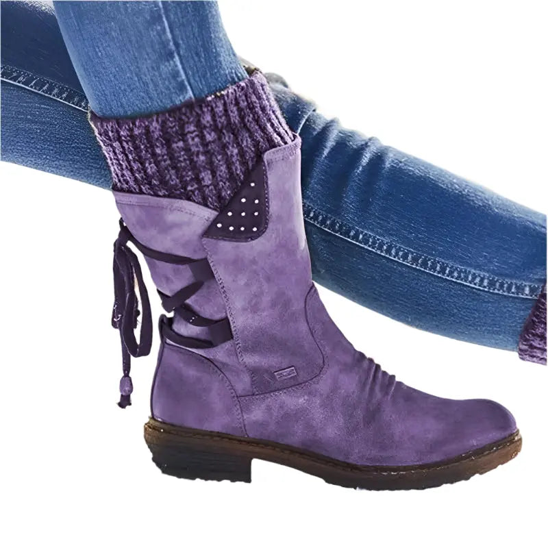 🔥 Women's Winter Low Barrel Orthotic Bow Support Wool Warm Boots