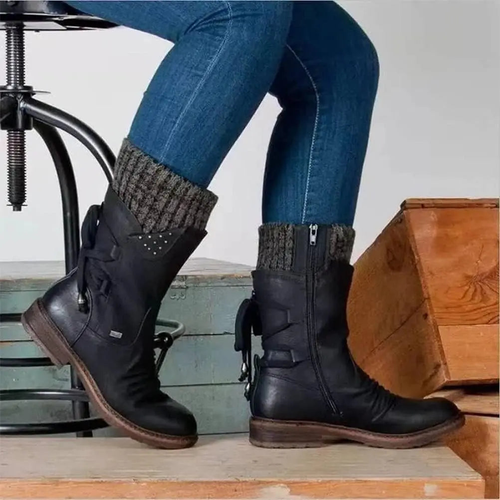 🔥 Women's Winter Low Barrel Orthotic Bow Support Wool Warm Boots