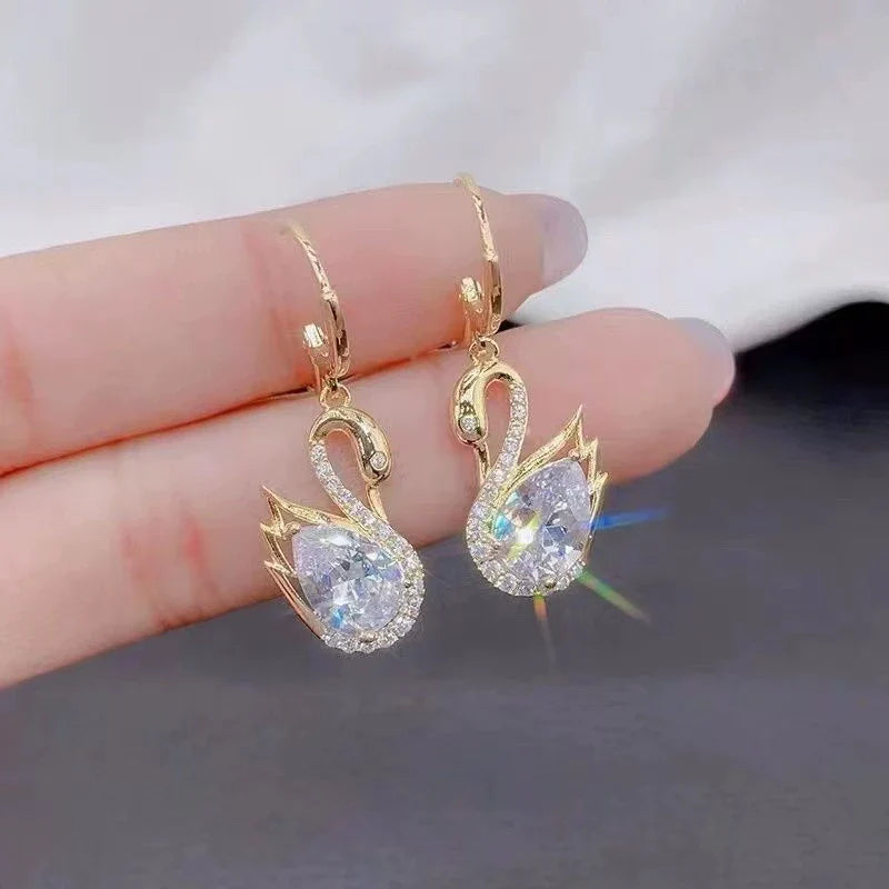 Swan Germanium Stone Earrings – Elegant Jewellery Inspired By Grace & Beauty