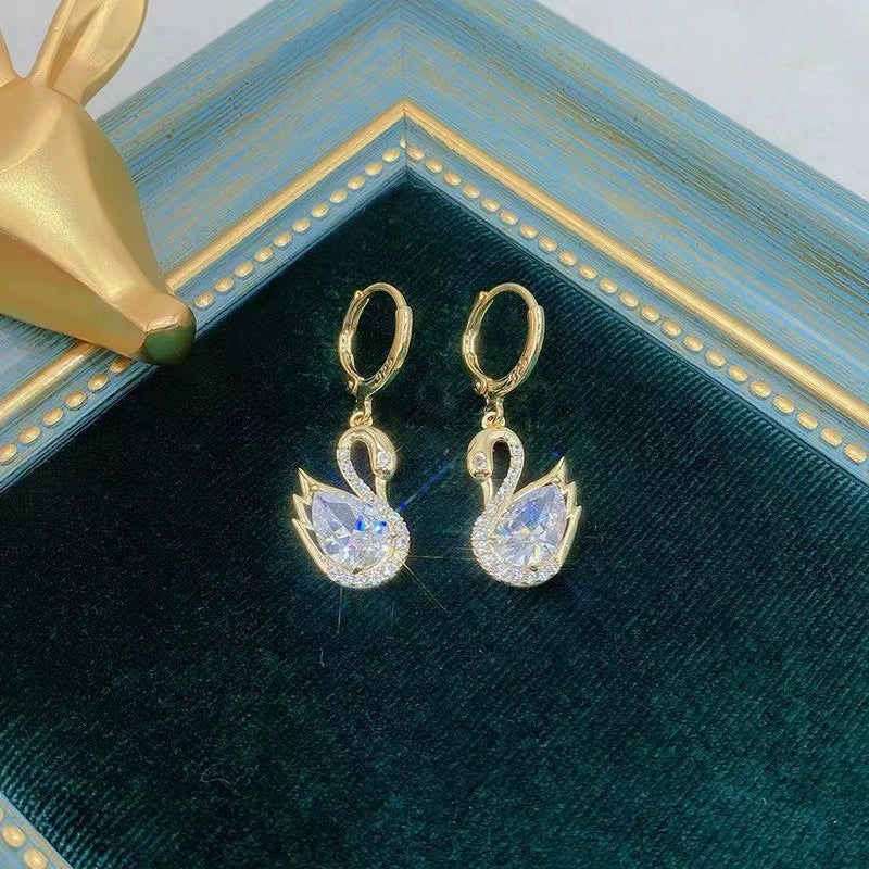 Swan Germanium Stone Earrings – Elegant Jewellery Inspired By Grace & Beauty