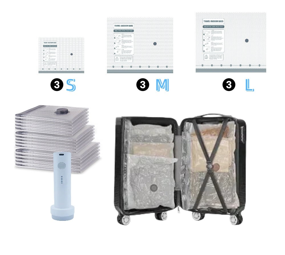 ✈️ Travel Must-Have: X7 Vacuum Compression Bags ⚡ Cordless Electric Sealer Saves Up To 80% Space