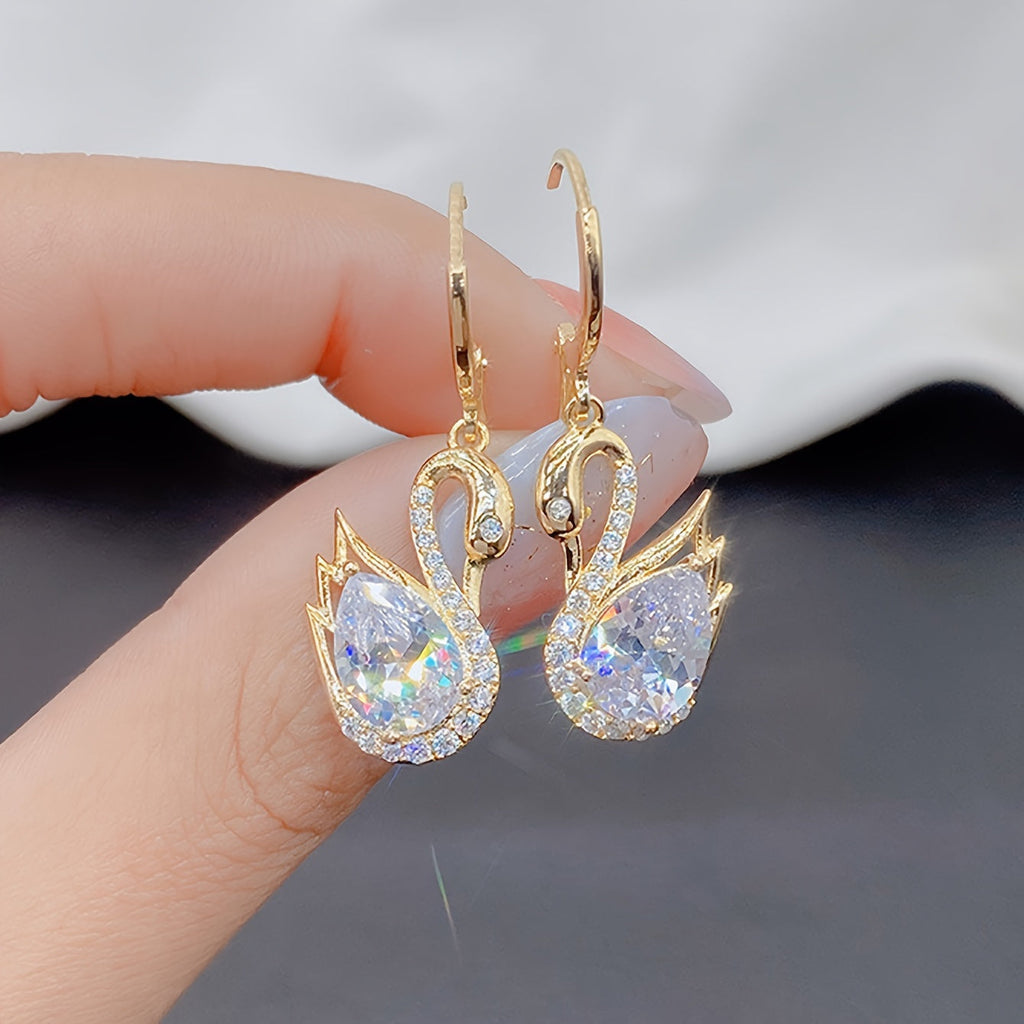 Swan Germanium Stone Earrings – Elegant Jewellery Inspired By Grace & Beauty